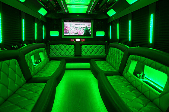 30 passenger party bus rental interior