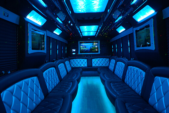 sleek party bus interior