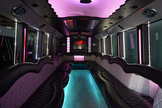 spacious party bus lounge